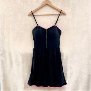 Black and Hot Pink Trim Bodice Dress